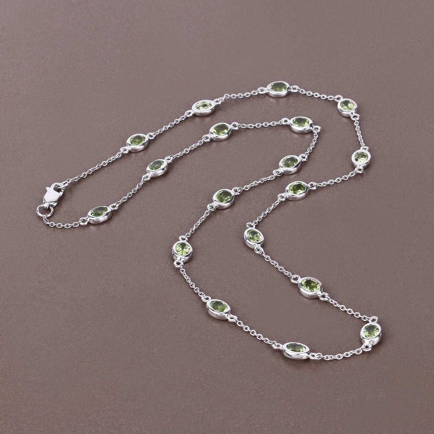 6.30 Carat Genuine Peridot .925 Sterling Silver Necklace