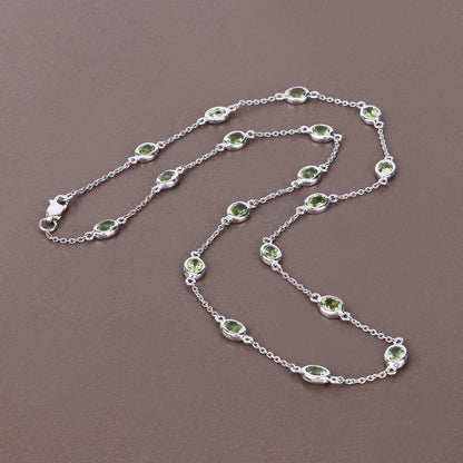 6.30 Carat Genuine Peridot .925 Sterling Silver Necklace