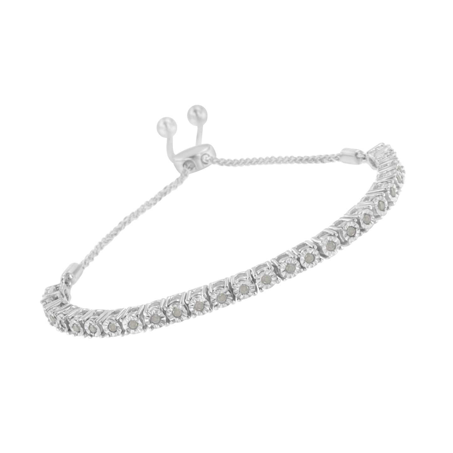 10K Yellow Gold over .925 Sterling Silver 1/4 Cttw Miracle-Set Diamond 4â€-10â€ Adjustable Bolo Tennis Bracelet (I-J Color, I3 Clarity)
