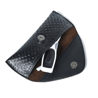 Black Textured Leather Sunglasses Cover