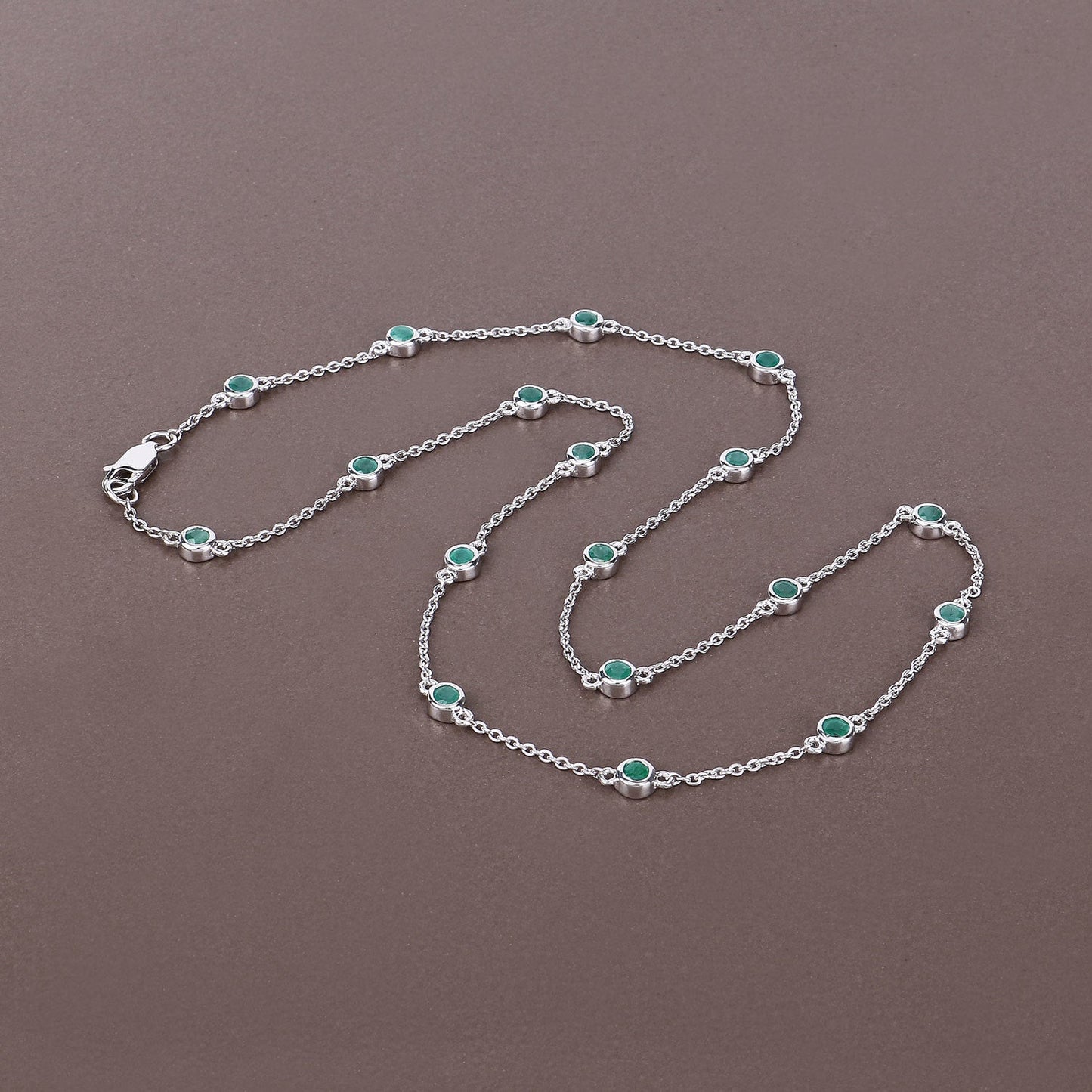 1.80 Carat Genuine Emerald .925 Sterling Silver Necklace