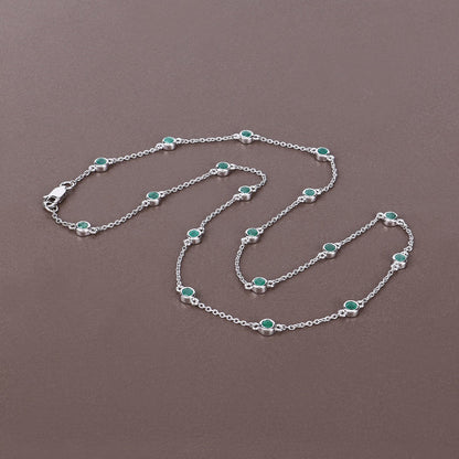 1.80 Carat Genuine Emerald .925 Sterling Silver Necklace