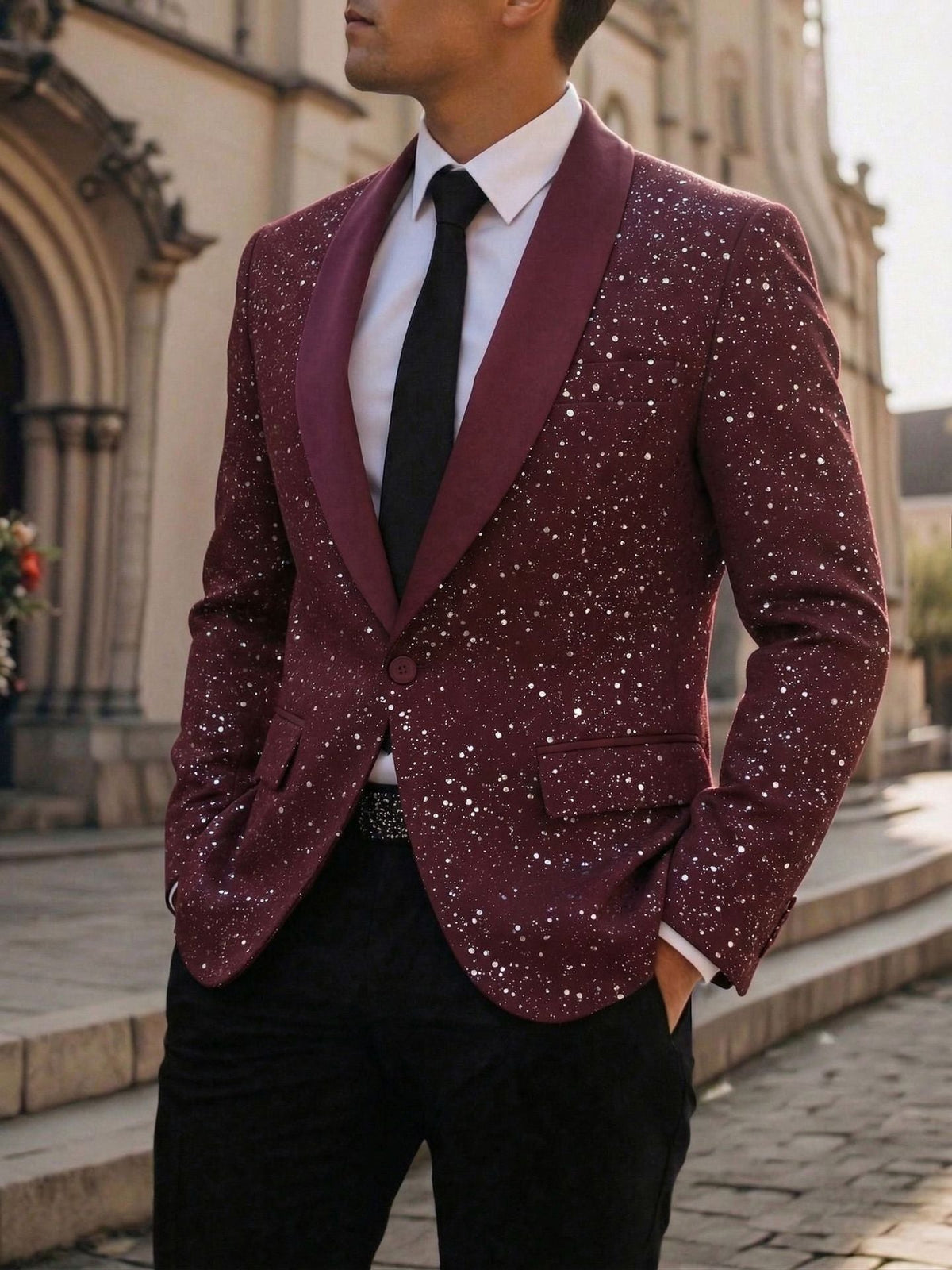 2026 European And American Cross-Border Amazon Men's Suit Jacket Shiny Banquet Wedding Party Suit Men 230215