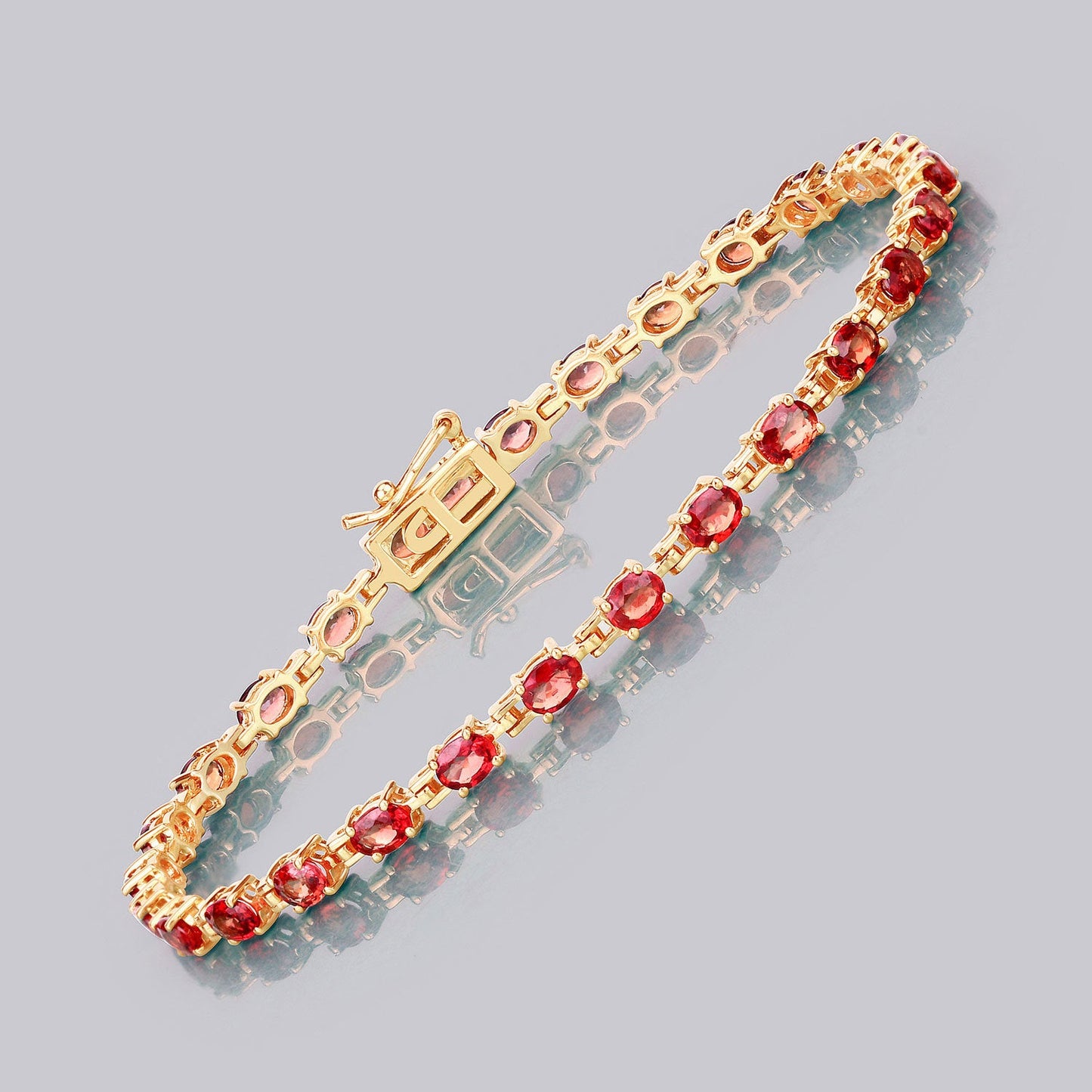 7.00 Carat Genuine Orange Sapphire 14K Yellow Gold Bracelet