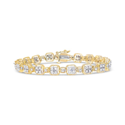 10K White Gold 2.0 Cttw Diamond Square Link Bracelet (J-K Color, I2-I3 Clarity) - Size 7.25"