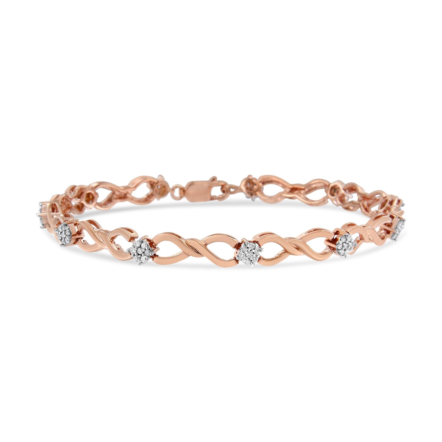 10K Rose Gold Plated .925 Sterling Silver 1/2 Cttw Diamond Infinity Link Tennis Bracelet (H-I Color, I2-I3 Clarity) -7â€