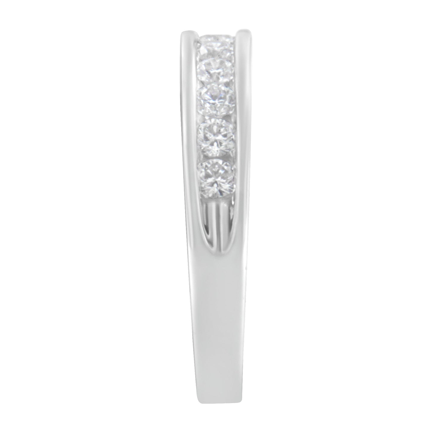 18K White Gold Round Diamond 1/2 Cttw Channel Band Ring
