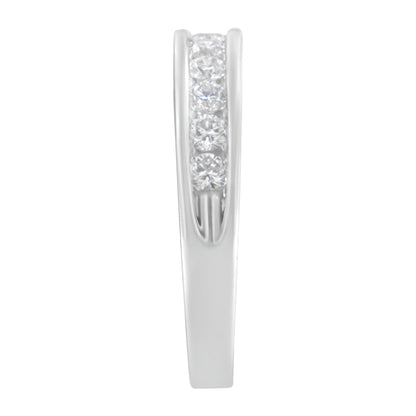 18K White Gold Round Diamond 1/2 Cttw Channel Band Ring