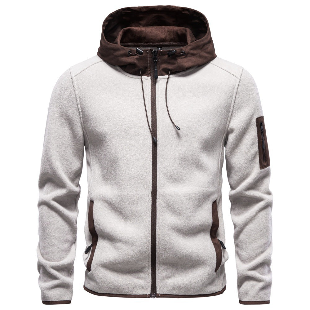 2026 Autumn Winter Suede Patchwork Fleece Thickened Sweatshirt For Men, Cross-Border Foreign Trade European And American Men's Sweatshirt Jacket