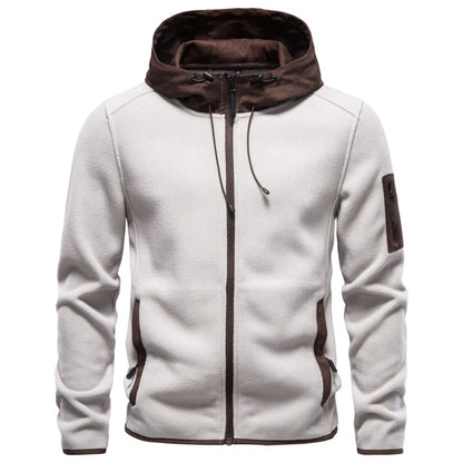 2026 Autumn Winter Suede Patchwork Fleece Thickened Sweatshirt For Men, Cross-Border Foreign Trade European And American Men's Sweatshirt Jacket