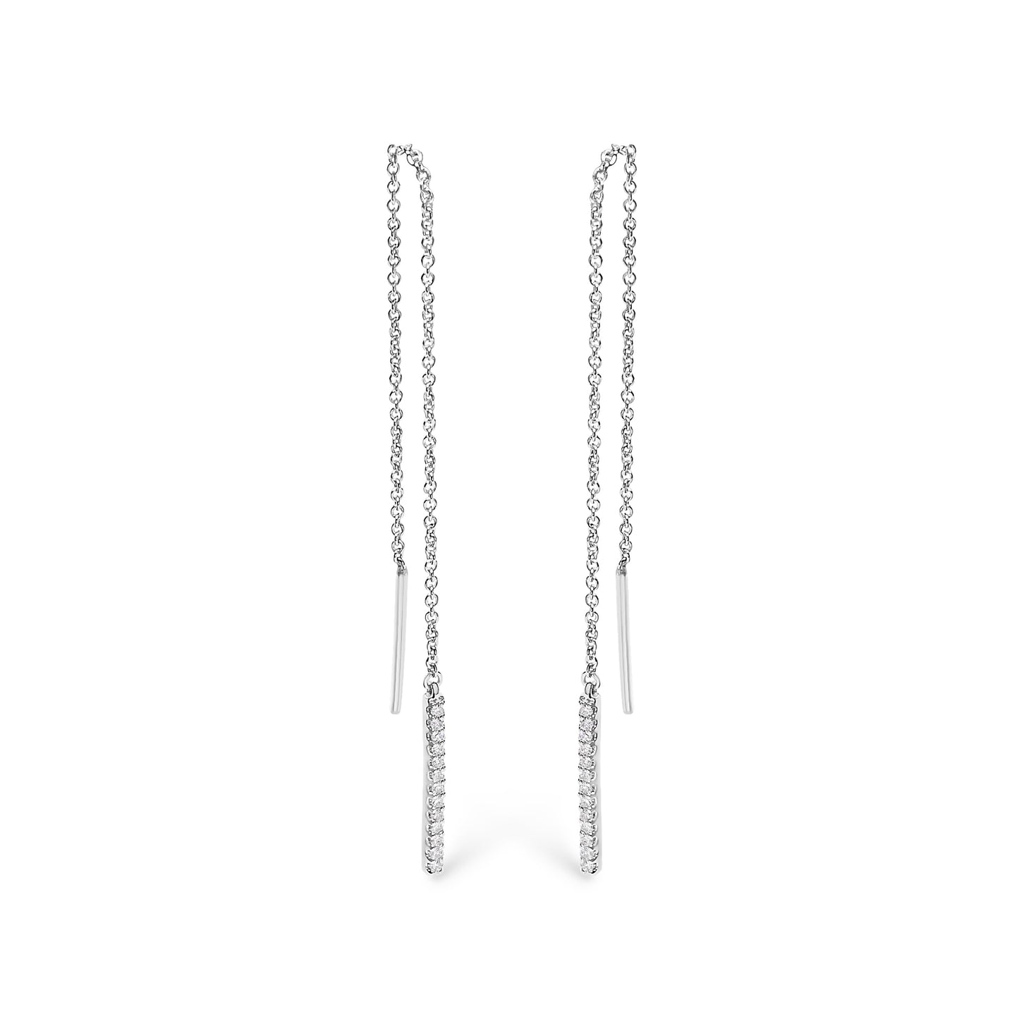 10K White Gold 1/10 Cttw Diamond Threader Earrings