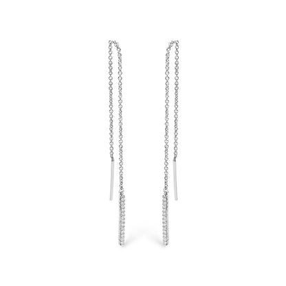 10K White Gold 1/10 Cttw Diamond Threader Earrings