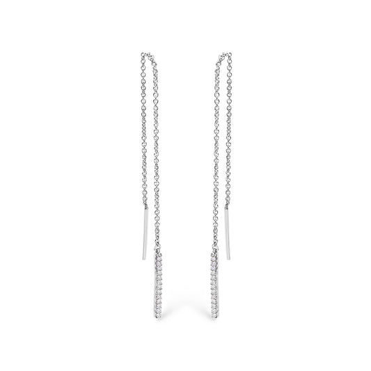 10K White Gold 1/10 Cttw Diamond Threader Earrings