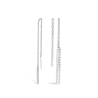 10K White Gold 1/10 Cttw Diamond Threader Earrings