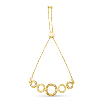 10K Yellow Gold over .925 Sterling Silver Diamond Accented Graduated Infinity Open Circle 6â€-9â€ Adjustable Bolo Bracelet