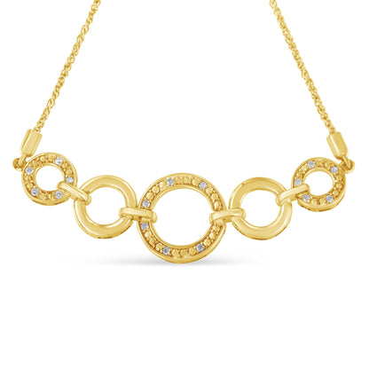10K Yellow Gold over .925 Sterling Silver Diamond Accented Graduated Infinity Open Circle 6â€-9â€ Adjustable Bolo Bracelet