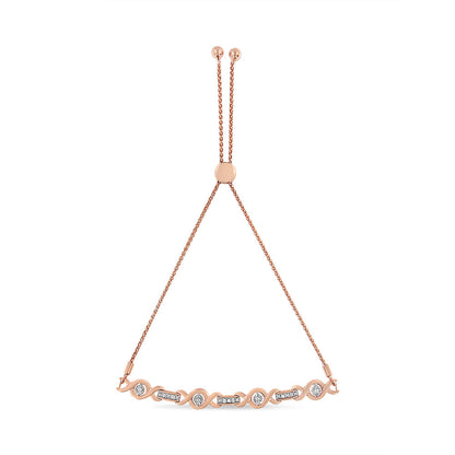 14K Yellow Gold Plated .925 Sterling Silver Channel Set Diamond Accent Twist 4â€-10â€ Adjustable Bolo Bracelet (I-J Color, I3 Clarity)
