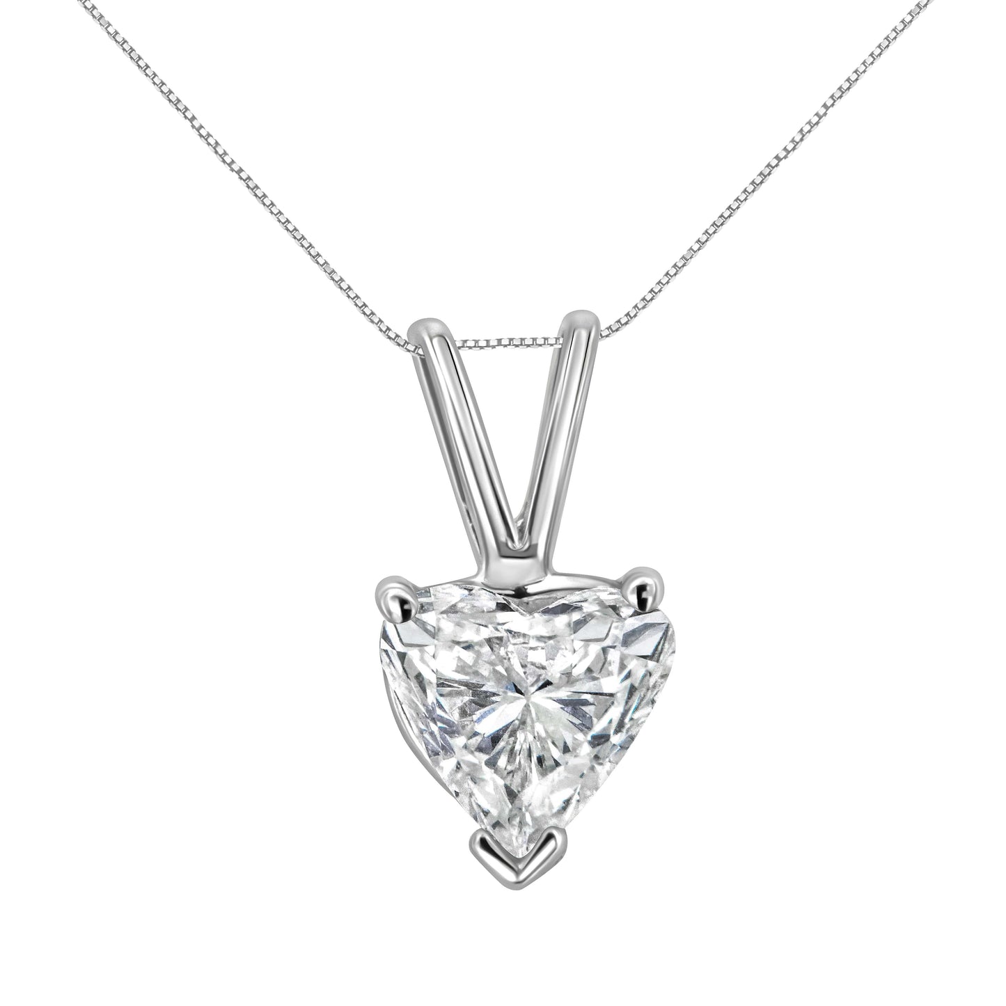 14K White Gold 3/8 Cttw Heart-Shaped Diamond Classic Solitaire 18" Pendant Necklace (H-I Color, VS2-SI1 Clarity)