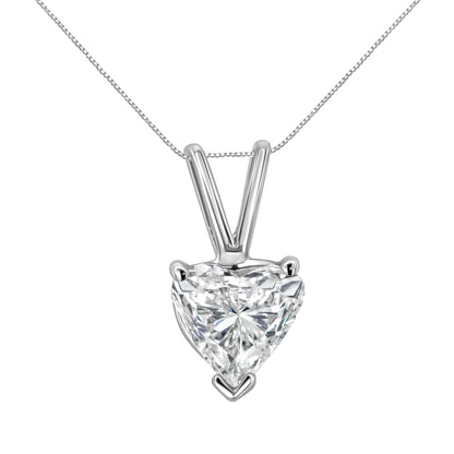 14K White Gold 3/8 Cttw Heart-Shaped Diamond Classic Solitaire 18" Pendant Necklace (H-I Color, VS2-SI1 Clarity)