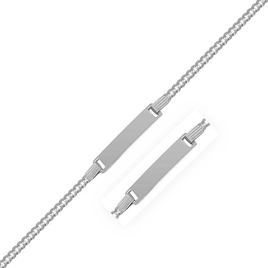 Bracelet d'identité pour enfants en or blanc 14 carats, chaîne à maillons gourmette polie