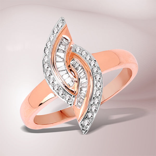 0.29 Carat Genuine White Diamond 14K Rose Gold Ring (E-F Color, SI1-SI2 Clarity)