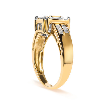 10K Yellow Gold 1/2 Cttw Diamond Composite and Halo Ring (H-I Color, SI1-SI2 Clarity) - Ring Size 7