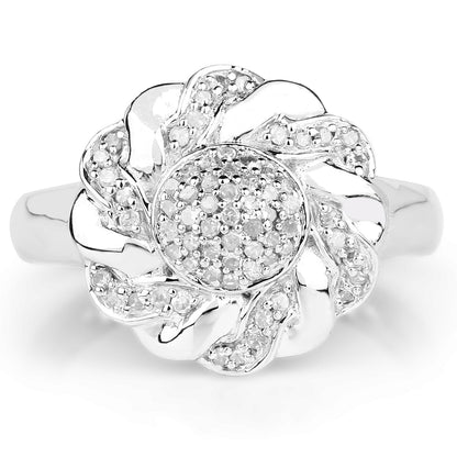 14K Yellow Gold Plated 0.28 Carat Genuine White Diamond .925 Sterling Silver Ring