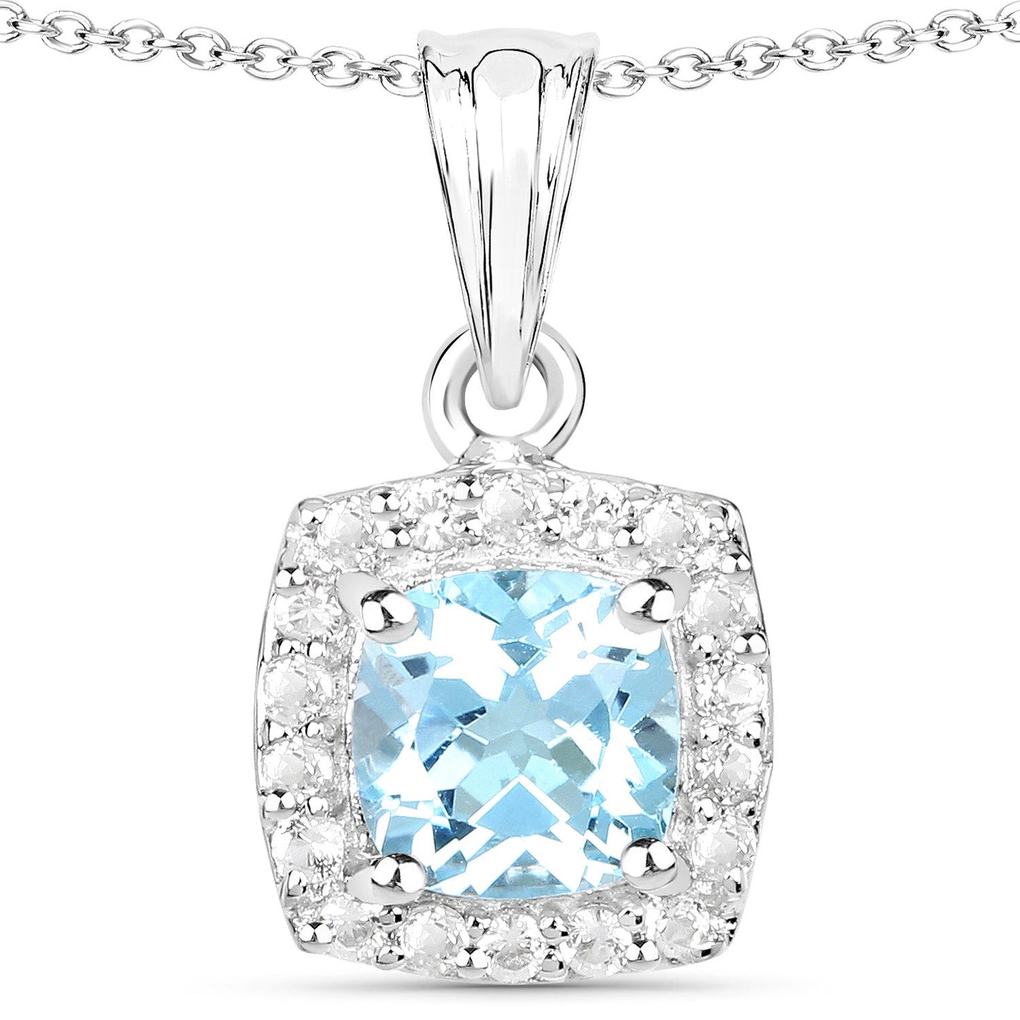 4.62 Carat Genuine Blue Topaz and White Topaz .925 Sterling Silver 3 Piece Jewelry Set (Ring, Earrings, and Pendant w/ Chain)