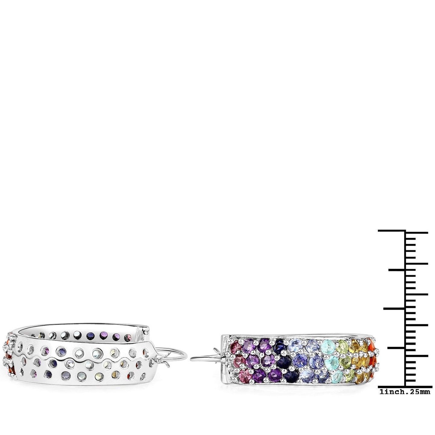 8.79 Carat Genuine Multi Stones .925 Sterling Silver Earrings
