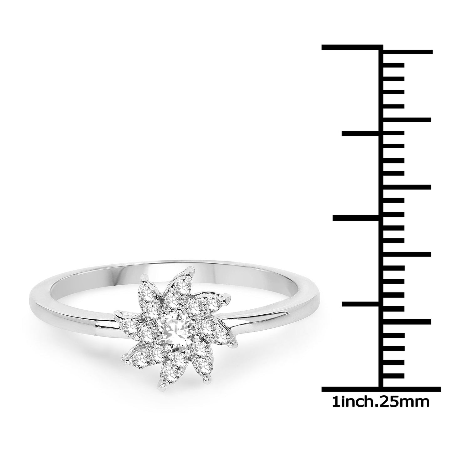 0.18 Carat Genuine White Diamond 14K White Gold Ring (E-F-G Color, SI Clarity)