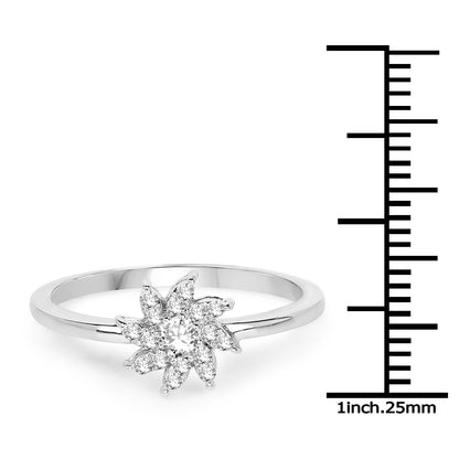 0.18 Carat Genuine White Diamond 14K White Gold Ring (E-F-G Color, SI Clarity)