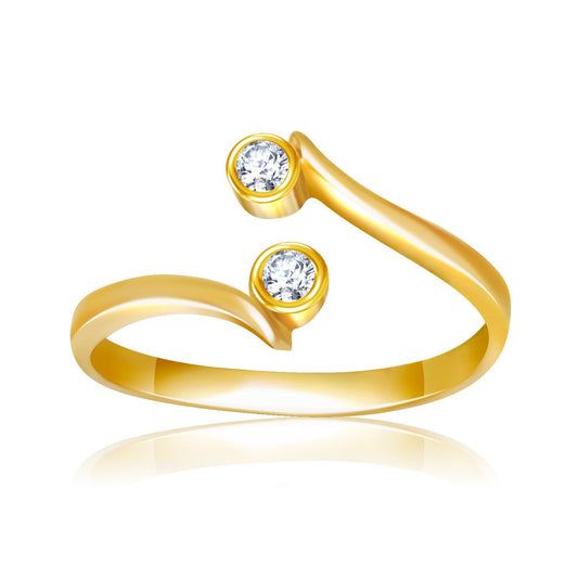 Bague d'orteil en or jaune 14 carats avec oxydes de zirconium, à extrémité incurvée