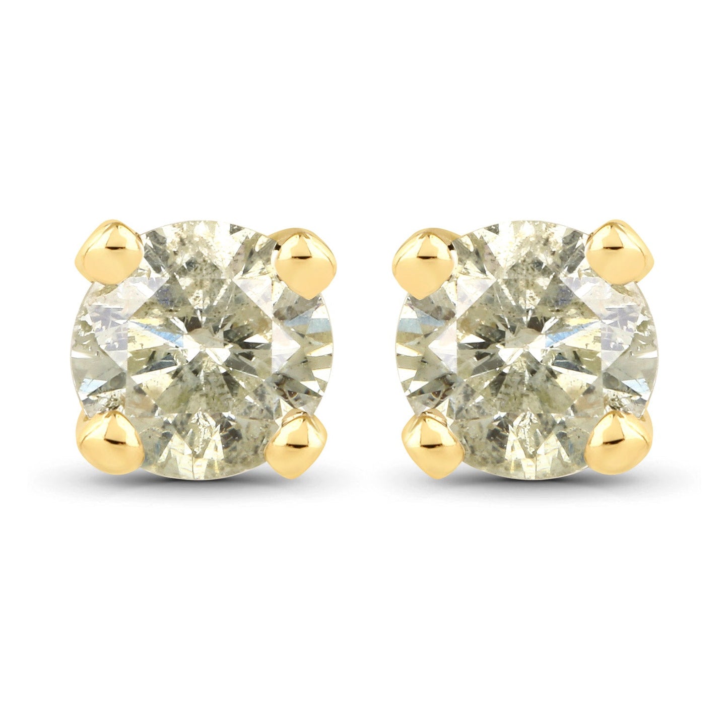 0.92 Carat Genuine LB Diamond 14K Yellow Gold Earrings