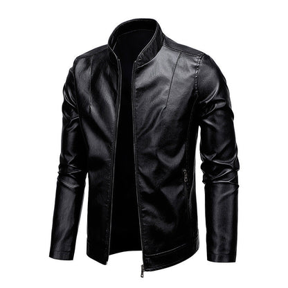 Amazon Men's 2026 Autumn New Foreign Trade Collar Men's Motorcycle Leather Washed Pu Leather Jacket Coat Top