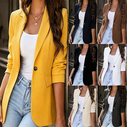 European And American Cross-Border 2026 New Style Women's Blazer, Elegant And Slim-Fit, Long-Sleeved, Single-Button Jacket