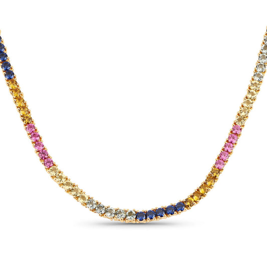 Collier en argent sterling 925 avec saphirs multicolores de synthèse de 11,65 carats