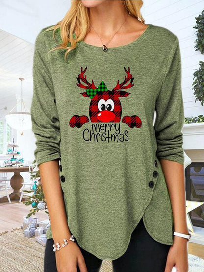 Full Size Reindeer Round Neck Long Sleeve T-Shirt