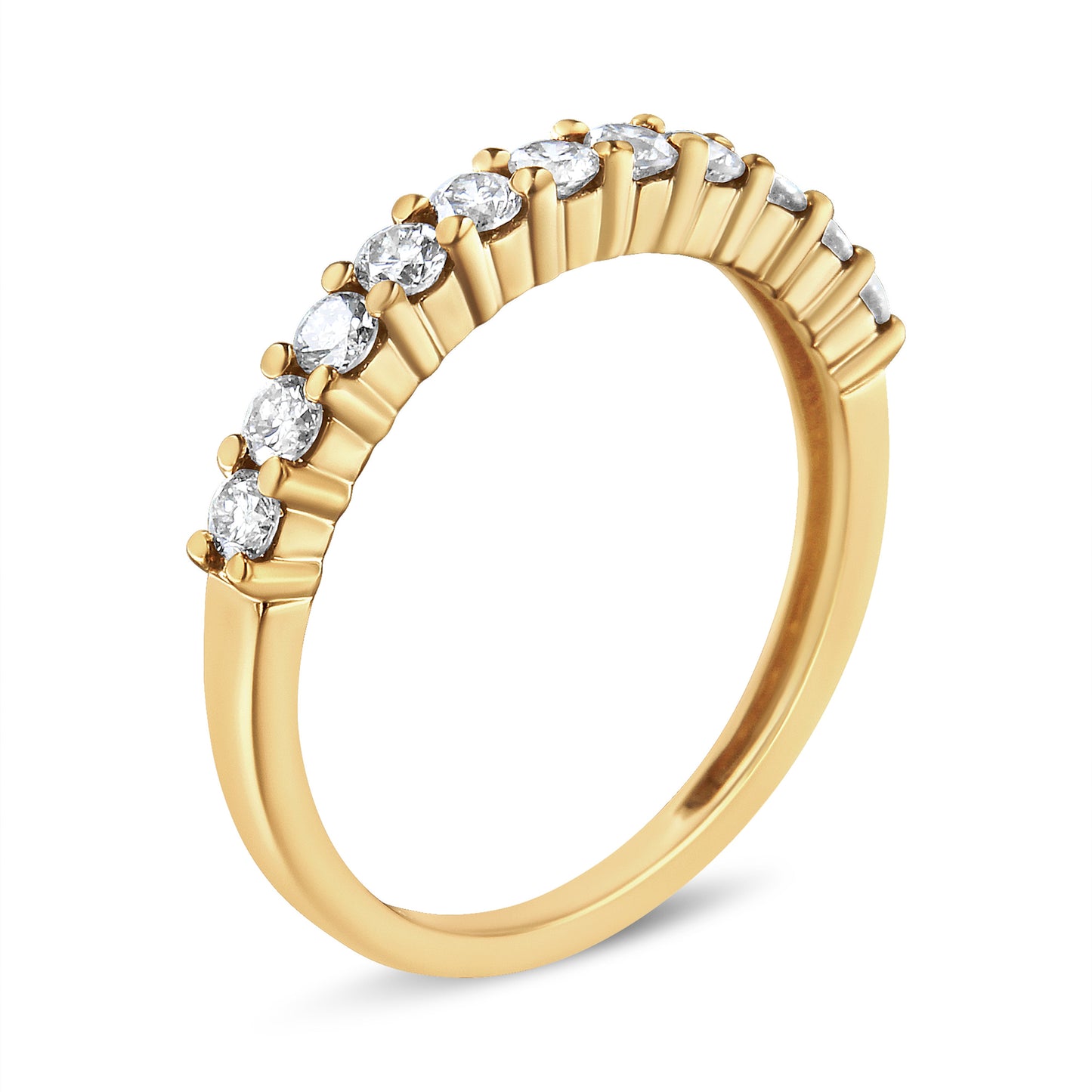 IGI Certified 1/2 Cttw Diamond 10K Yellow Gold Prong Set Fluted Band Style Wedding Ring (J-K Color, I1-I2 Clarity) - Size 7