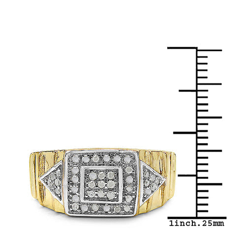 14K Yellow Gold Plated 0.21 Carat Genuine White Diamond .925 Sterling Silver Ring