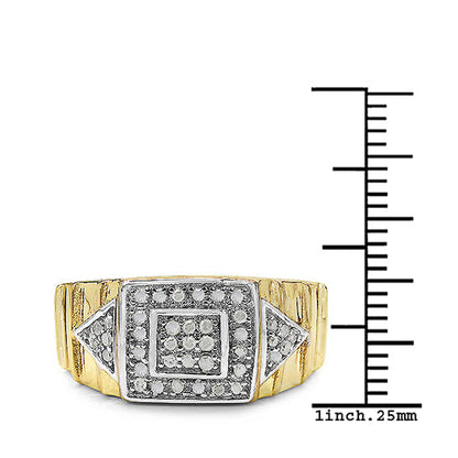 14K Yellow Gold Plated 0.21 Carat Genuine White Diamond .925 Sterling Silver Ring