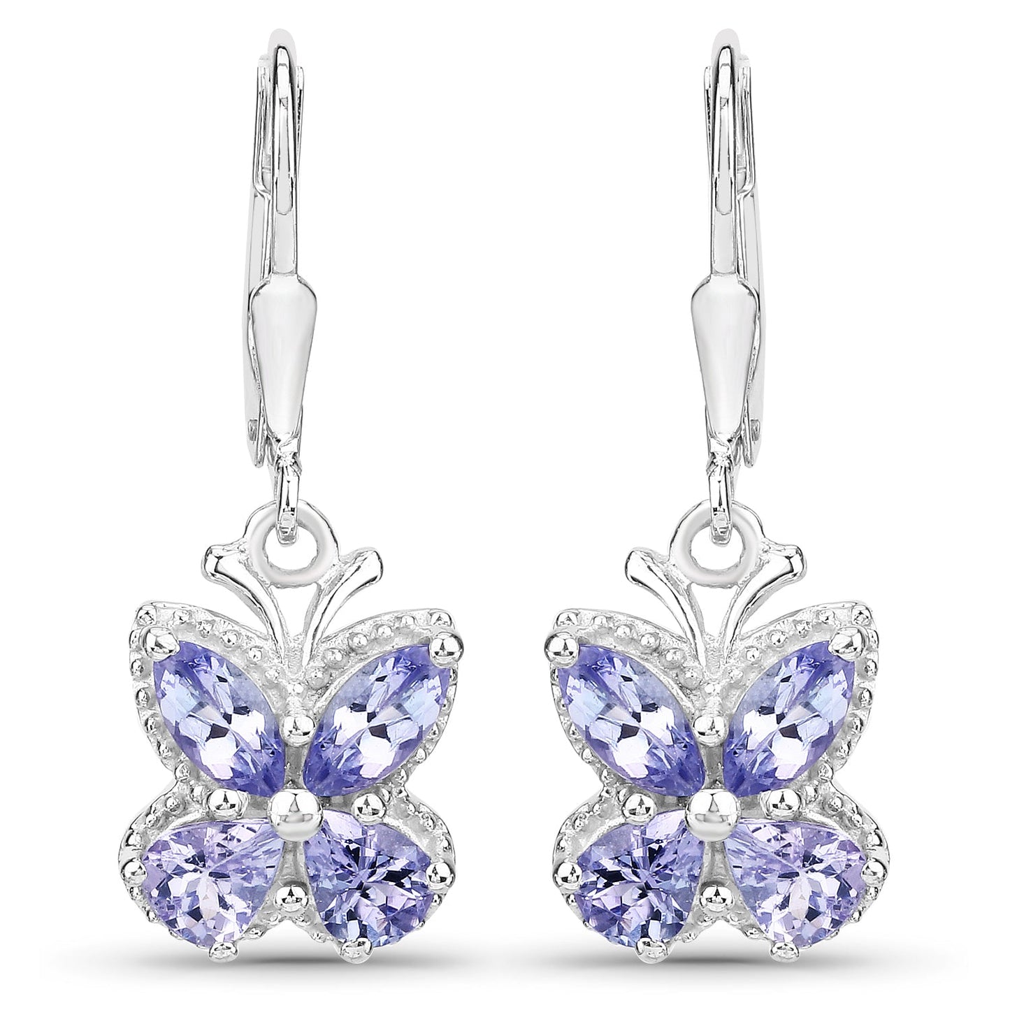 2.08 Carat Genuine Tanzanite .925 Sterling Silver Earrings