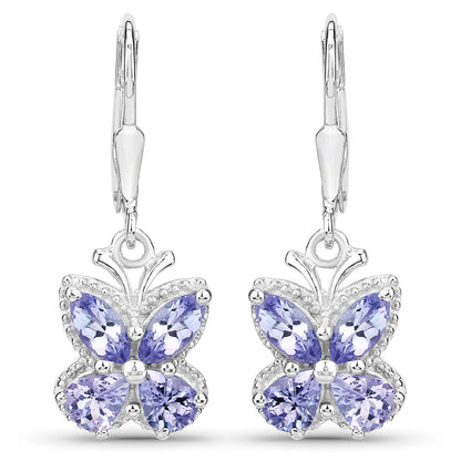 2.08 Carat Genuine Tanzanite .925 Sterling Silver Earrings