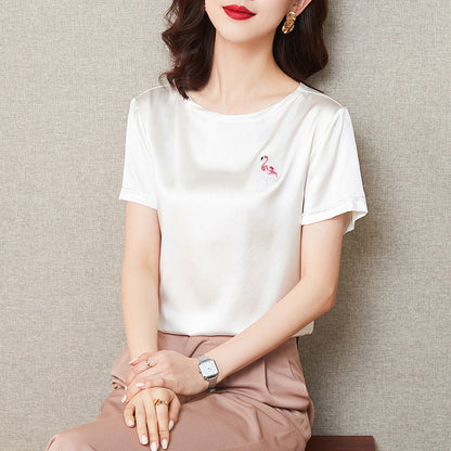 Flamingo Short Sleeve Crop Top Casual T-Shirt