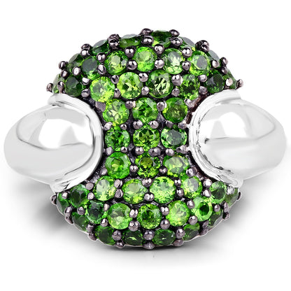 1.82 Carat Genuine Chrome Diopside .925 Sterling Silver Ring