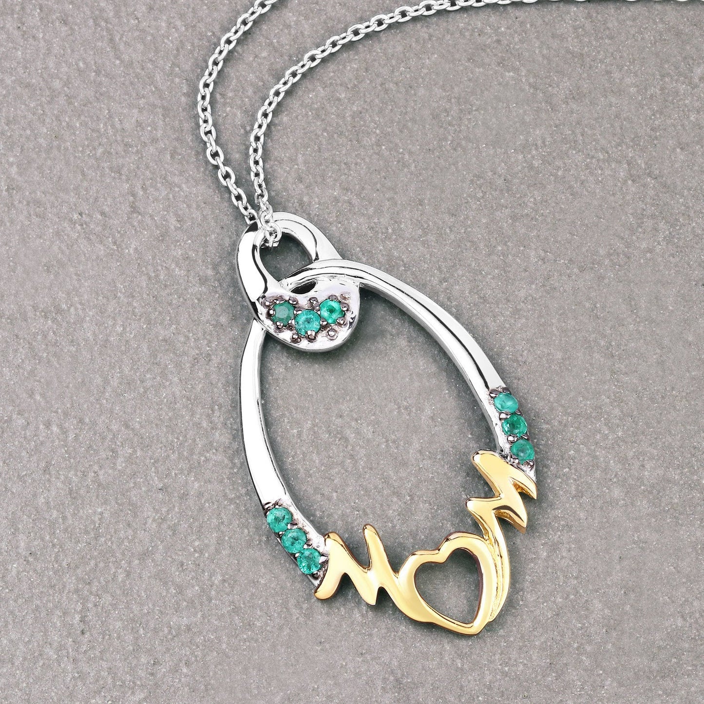 0.15 Carat Genuine Emerald .925 Sterling Silver Pendant