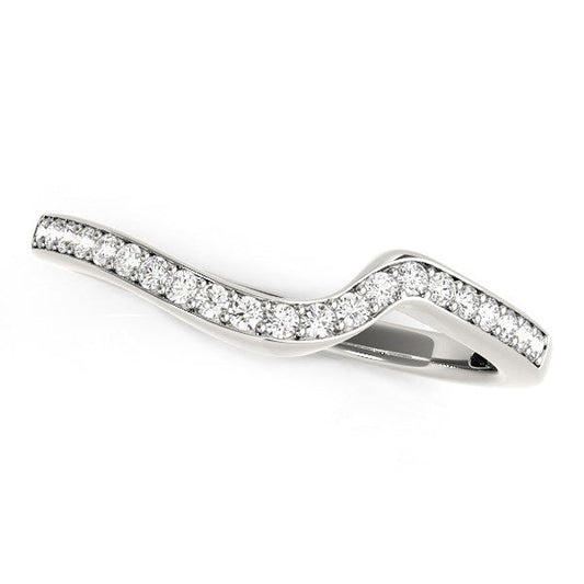 Bague de mariage incurvée moderne en or blanc 14 carats (1/5 carat)