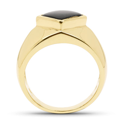 14K Yellow Gold Plated 2.00 Carat Genuine Black Onyx .925 Sterling Silver Ring