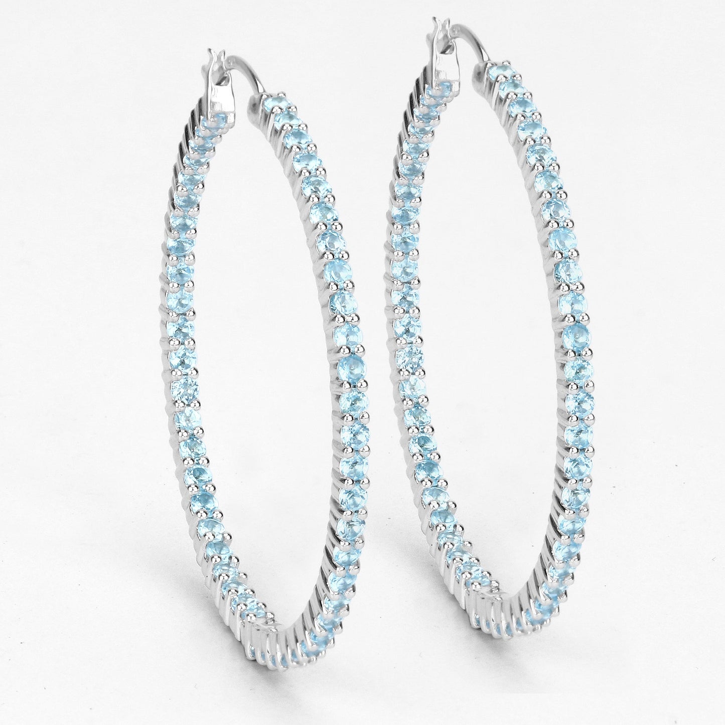 3.60 Carat Genuine Swiss Blue Topaz .925 Sterling Silver Earrings