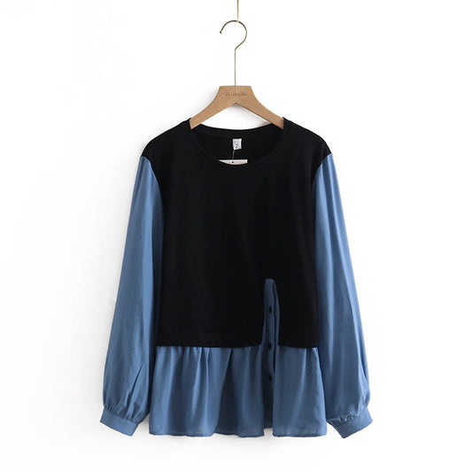 Camiseta de manga larga holgada y ajustada para mujer de talla grande