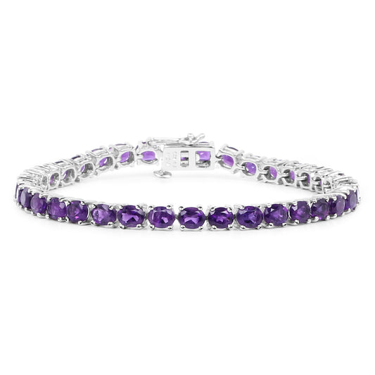 Bracelet en argent sterling .925 et améthyste véritable de 12,58 carats